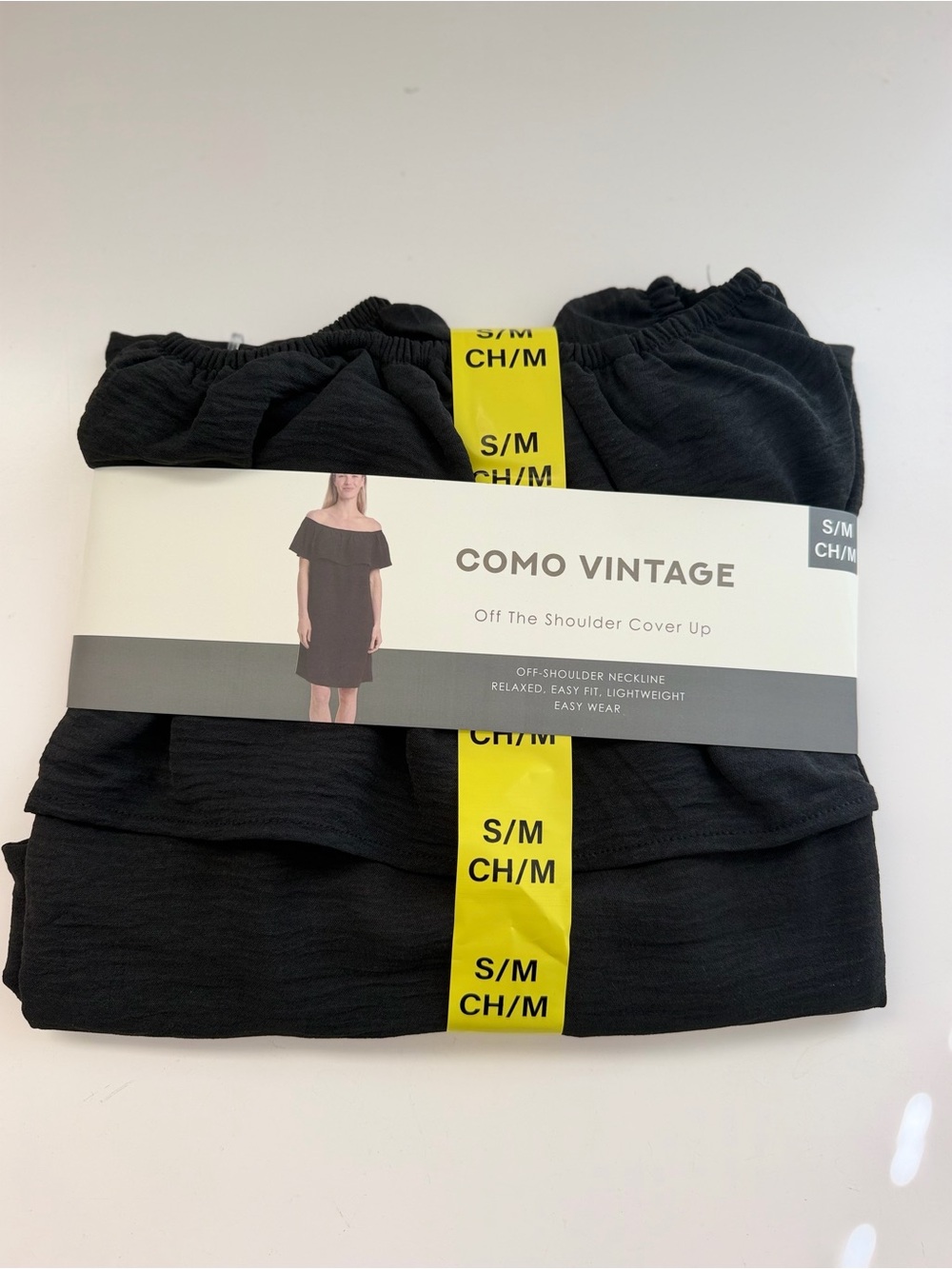 Como Vintage Black Off-The-Shoulder Cover Up
